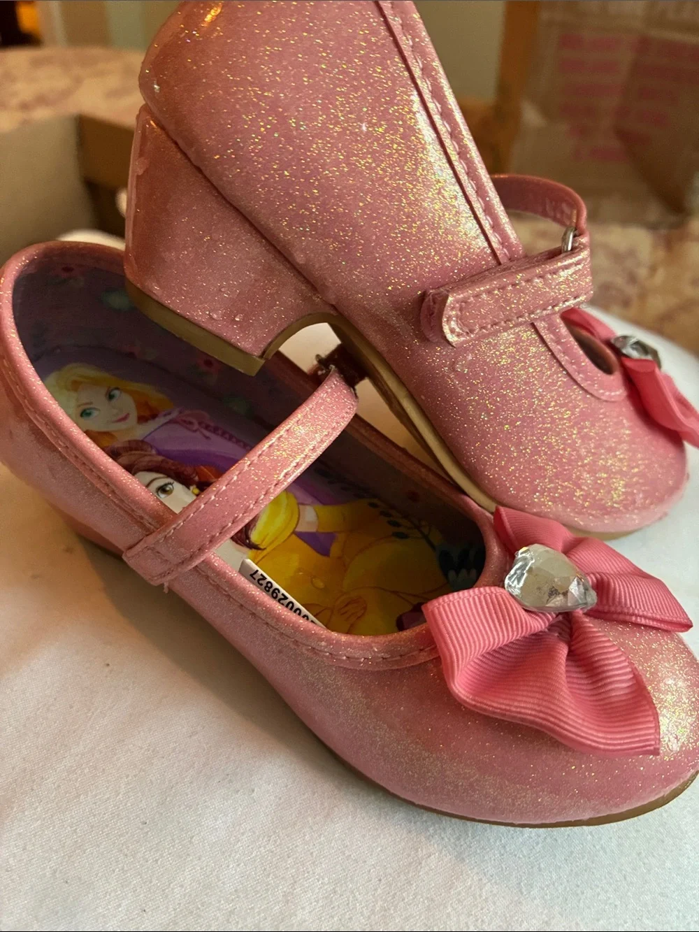Disney Pink Glitter Bow Mary Jane Shoes